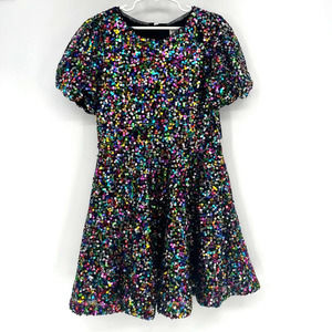 Gap Girls Multi Color Sequins Puff Sleeves Dress New Festive Holiday Fun Medium